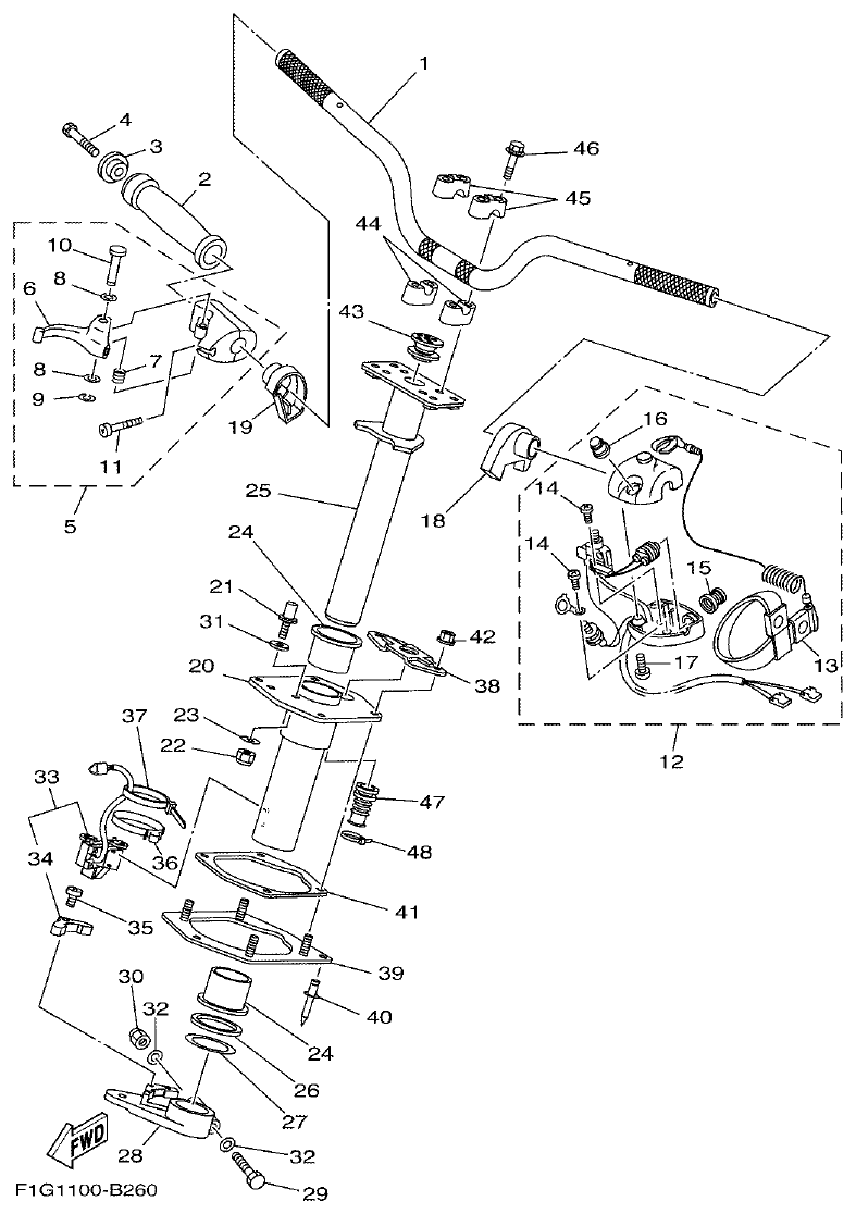 Yamaha F1G1 STEERING 1 parts diagram